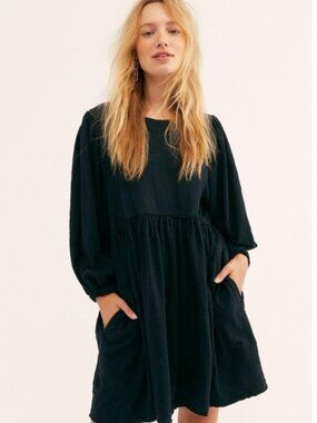 Free People Beach Get Obsessed Black Babydoll Dress sz S